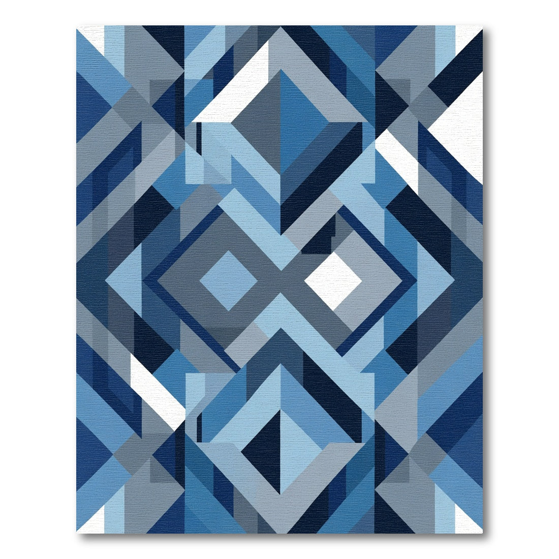 Blue Geometric Diamond Abstract Rug