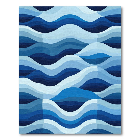 Shades of Blue Layered Wave Rug