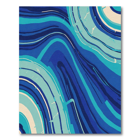 Deep Blue Abstract Swirl Layers Rug