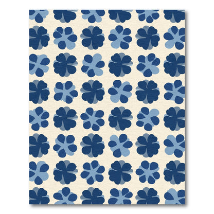 Deep Blue Floral Collage Rug