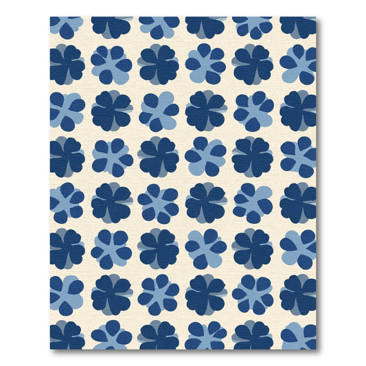 Deep Blue Floral Collage Rug