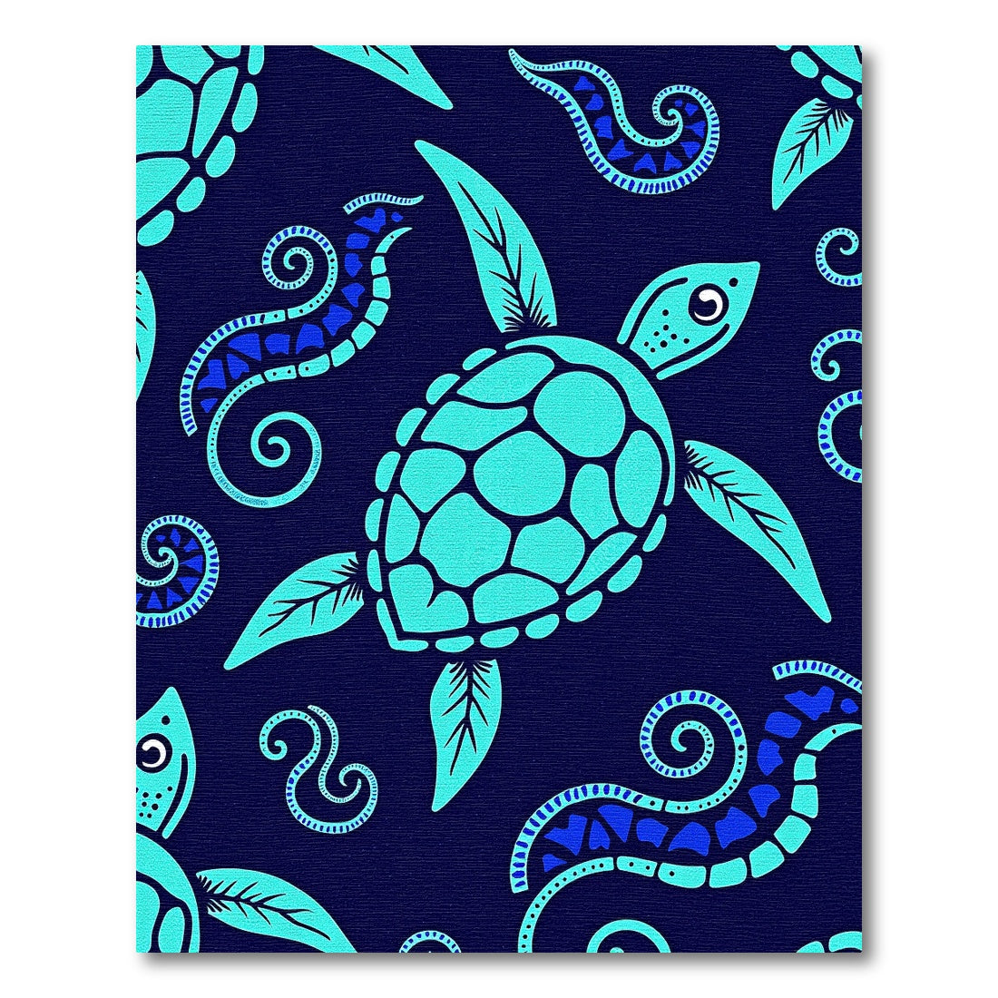 Aqua Turtle Ocean Swirls Rug