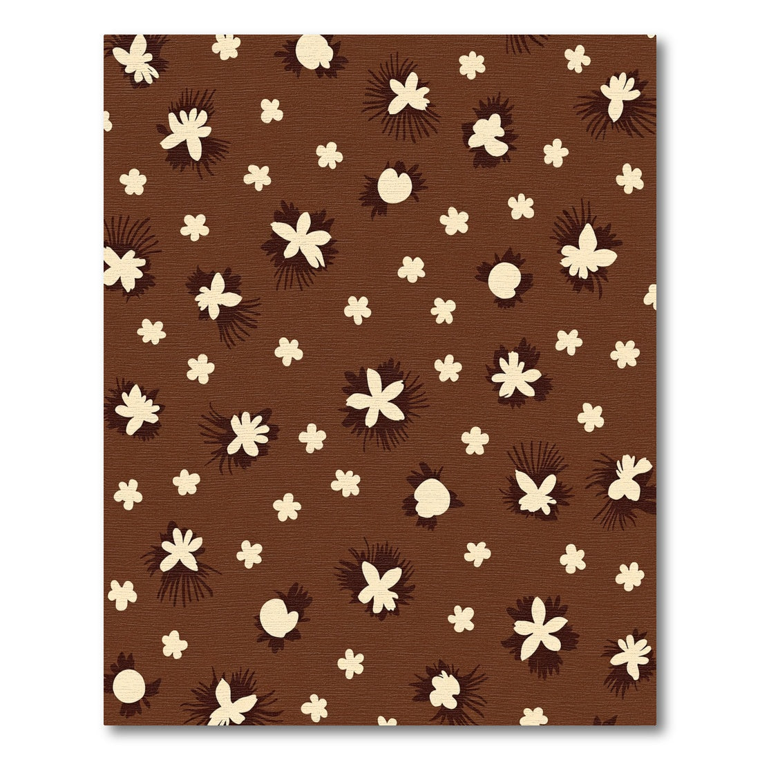 Brown Cream Scattered Floral Meadow Rug