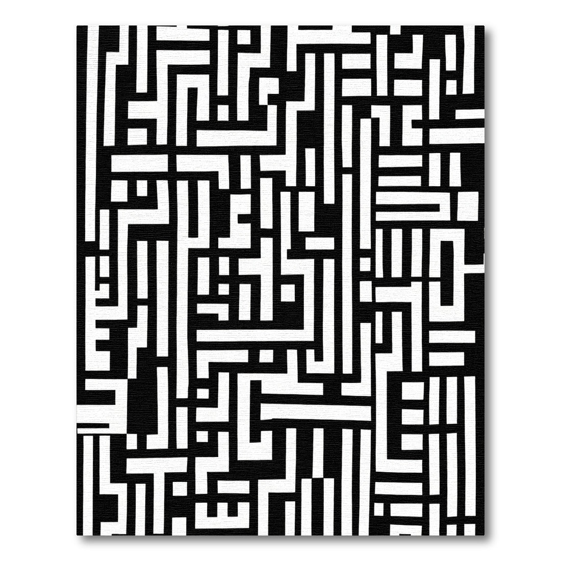 Bold Black White Maze Structure Rug