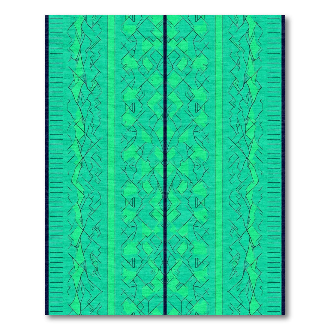 Emerald Green Geometric Lattice Stripe Rug