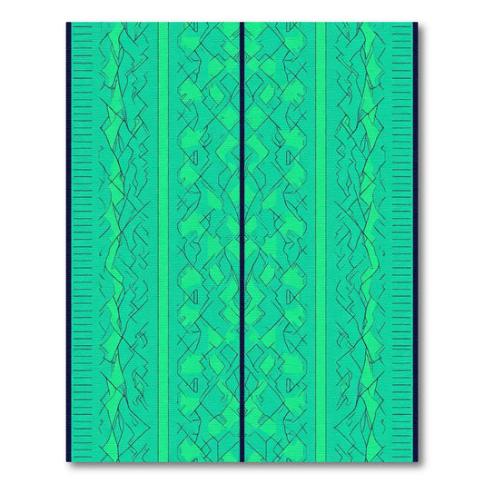 Emerald Green Geometric Lattice Stripe Rug