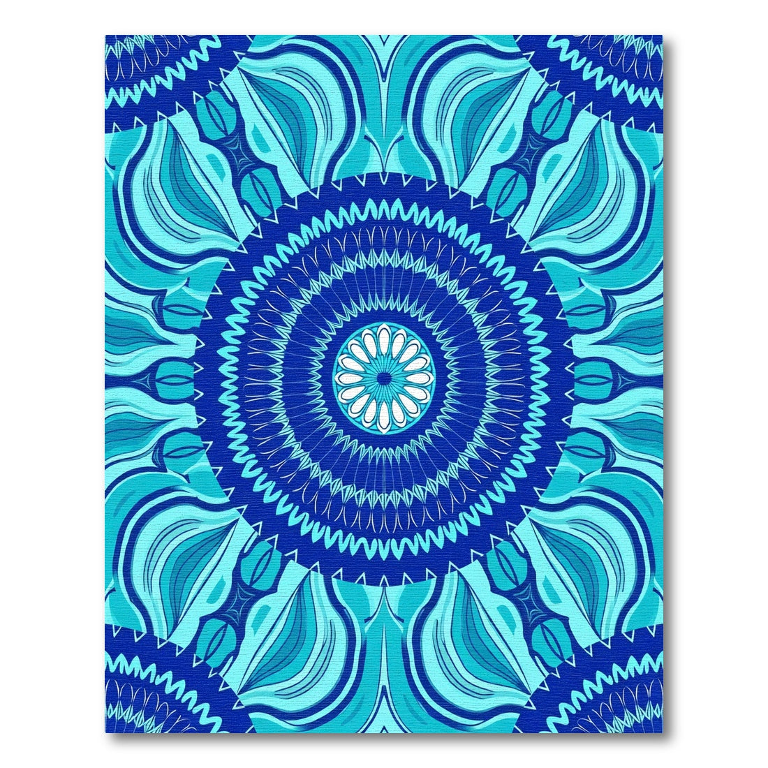 Deep Blue Floral Mandala Rug