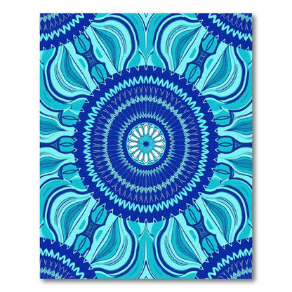 Deep Blue Floral Mandala Rug