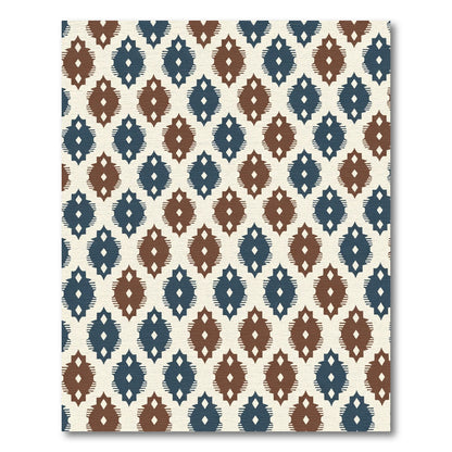 Blue Brown Ikat Diamond Repeat Rug