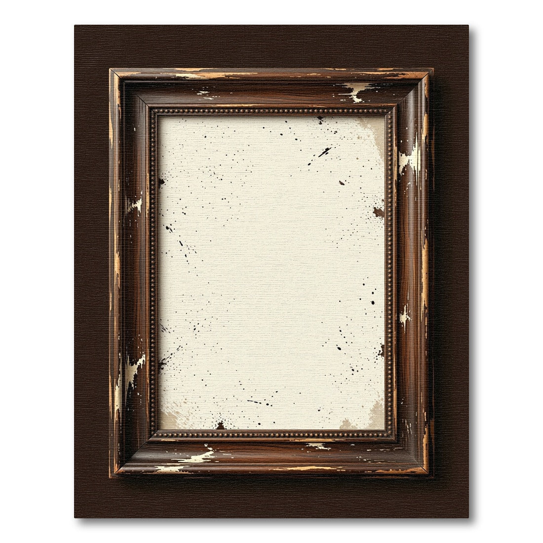 Distressed Dark Wood Speckle Frame Rug