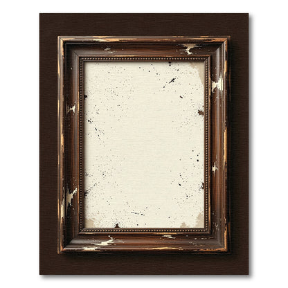 Distressed Dark Wood Speckle Frame Rug