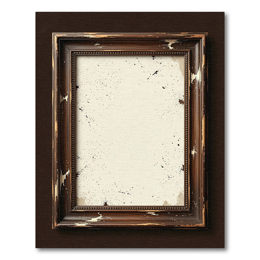 Distressed Dark Wood Speckle Frame Rug