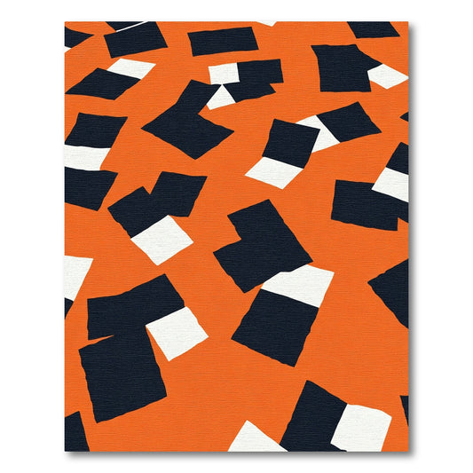 Retro Orange Geometric Squares Rug