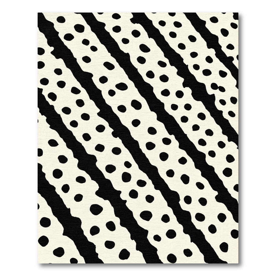 Bold Black Cream Diagonal Dot Stripe Rug