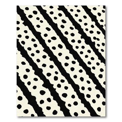 Bold Black Cream Diagonal Dot Stripe Rug