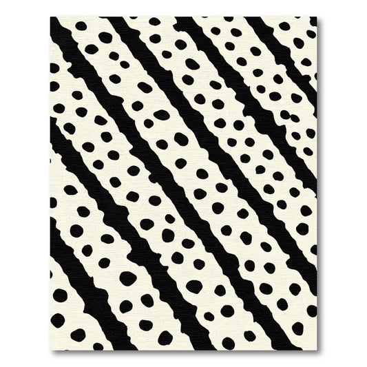 Bold Black Cream Diagonal Dot Stripe Rug