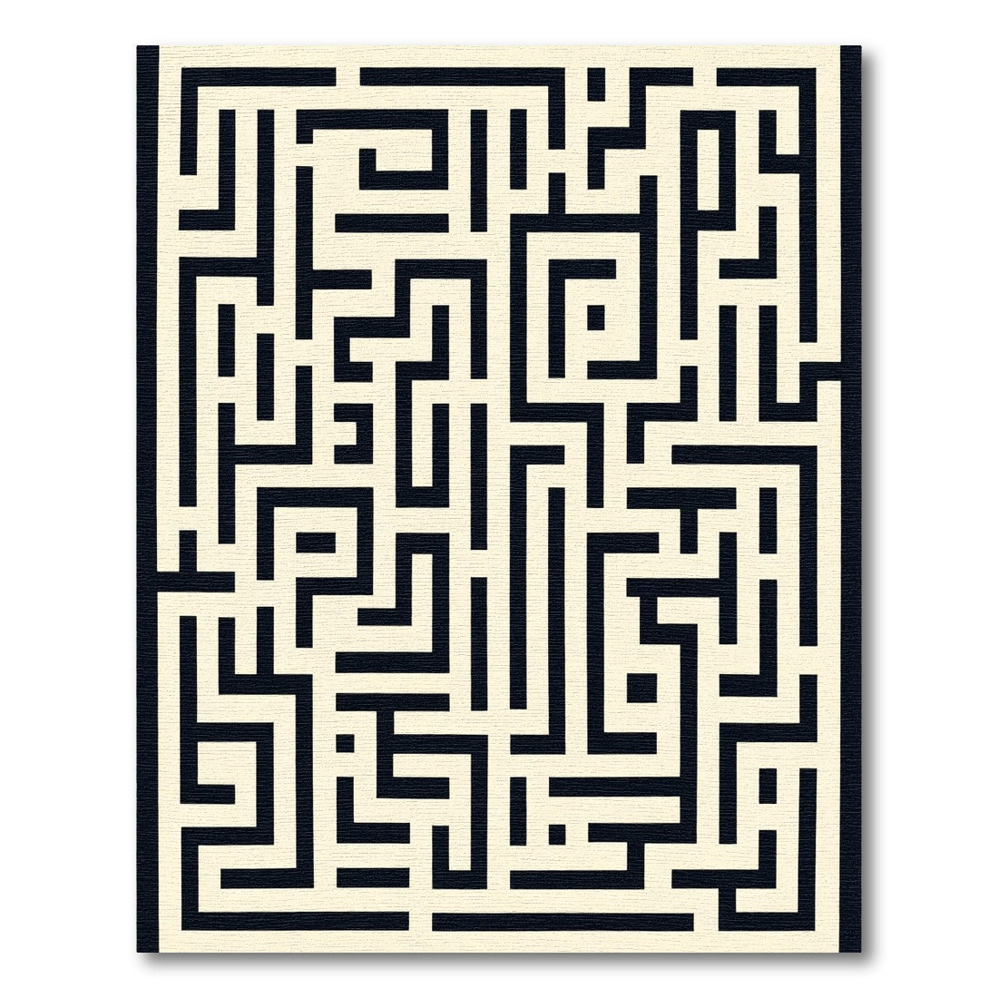 Cream Black Abstract Maze Rug