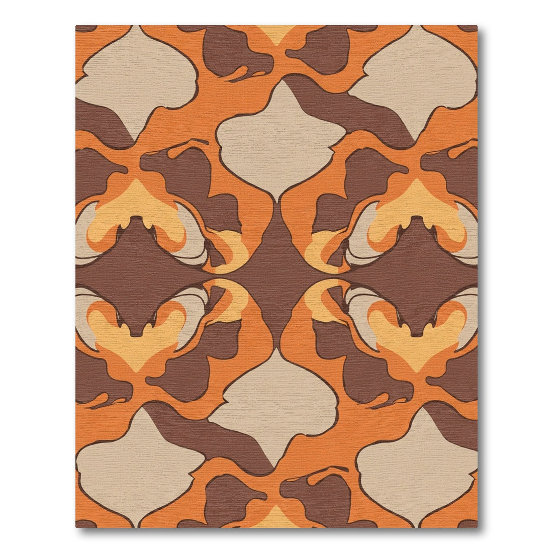 Retro Abstract Orange Brown Organic Shapes Rug