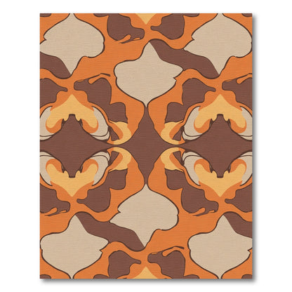 Retro Abstract Orange Brown Organic Shapes Rug