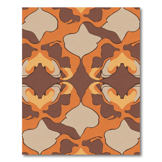 Retro Abstract Orange Brown Organic Shapes Rug