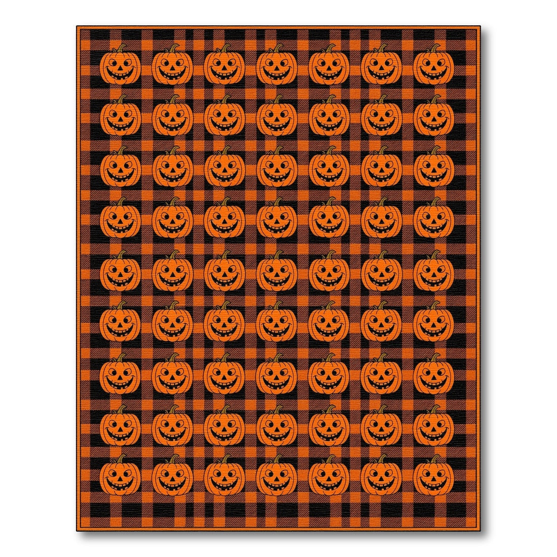 Orange Pumpkin Plaid Kids Area Rug