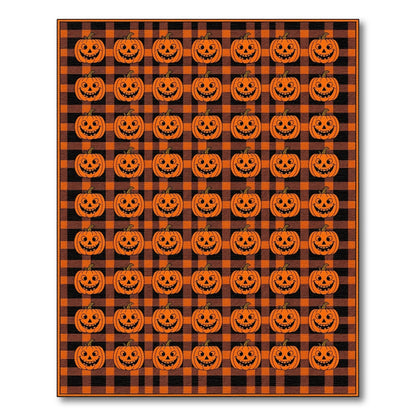 Orange Pumpkin Plaid Kids Area Rug