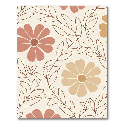 Earthy Pink Mushroom Floral Vine Rug