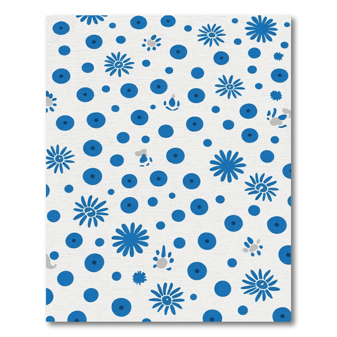 Whimsical Blue Flower Dot Composition Rug