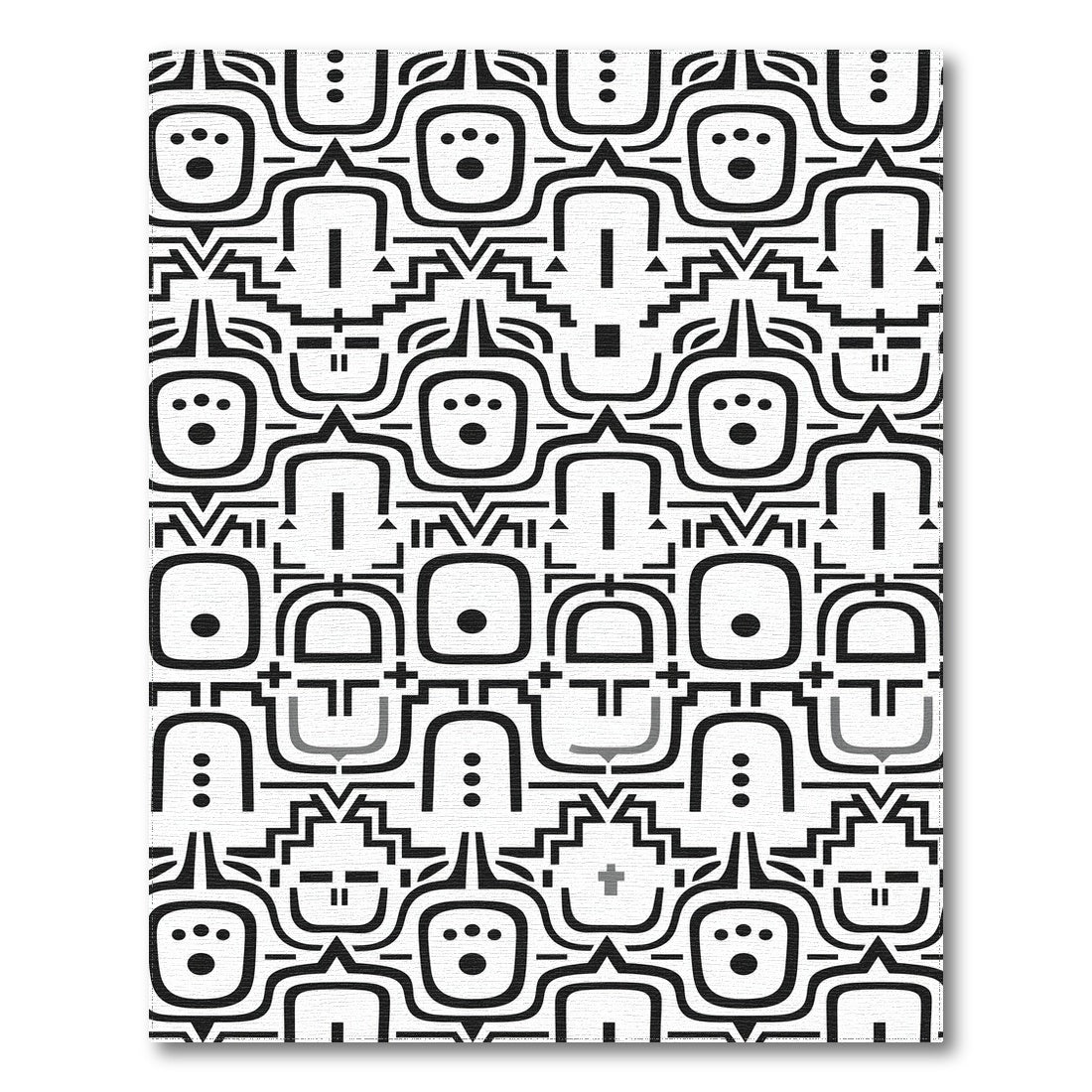 Black White Tribal Mask Area Rug
