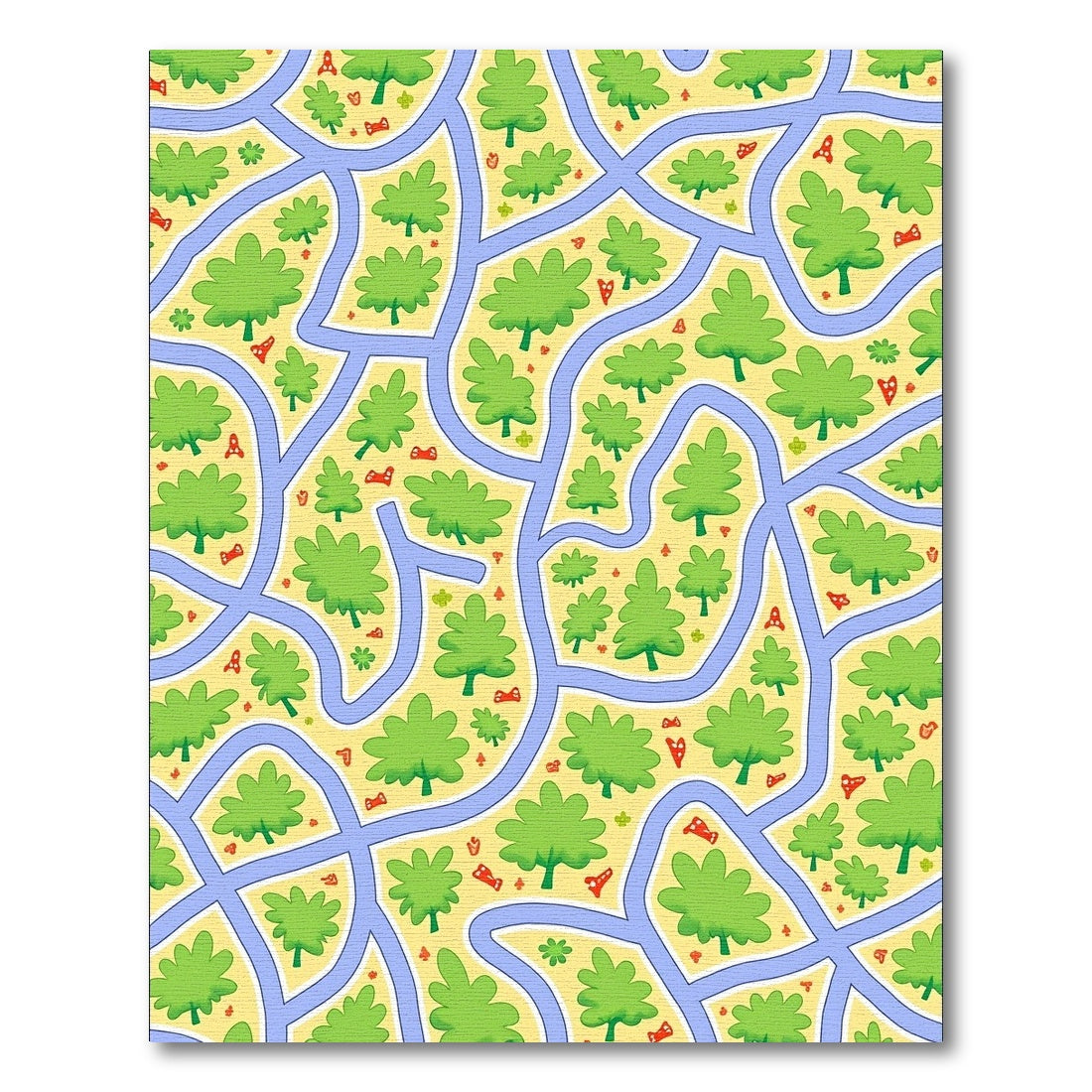 Whimsical Green Tree Landscape Roads Rug