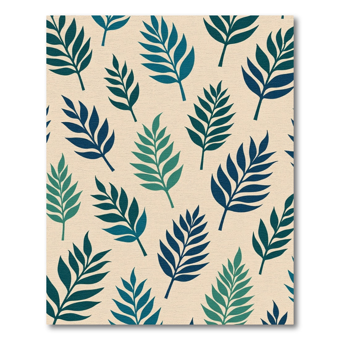 Teal Leafy Branch Pattern Rug
