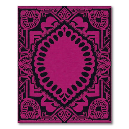 Bold Magenta Geometric Ornamental Frame Rug