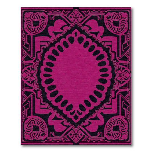 Bold Magenta Geometric Ornamental Frame Rug