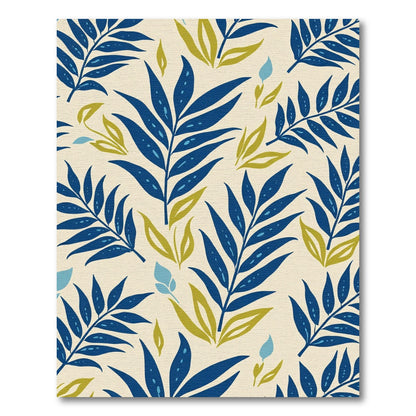 Deep Blue Leafy Tropical Collage Rug