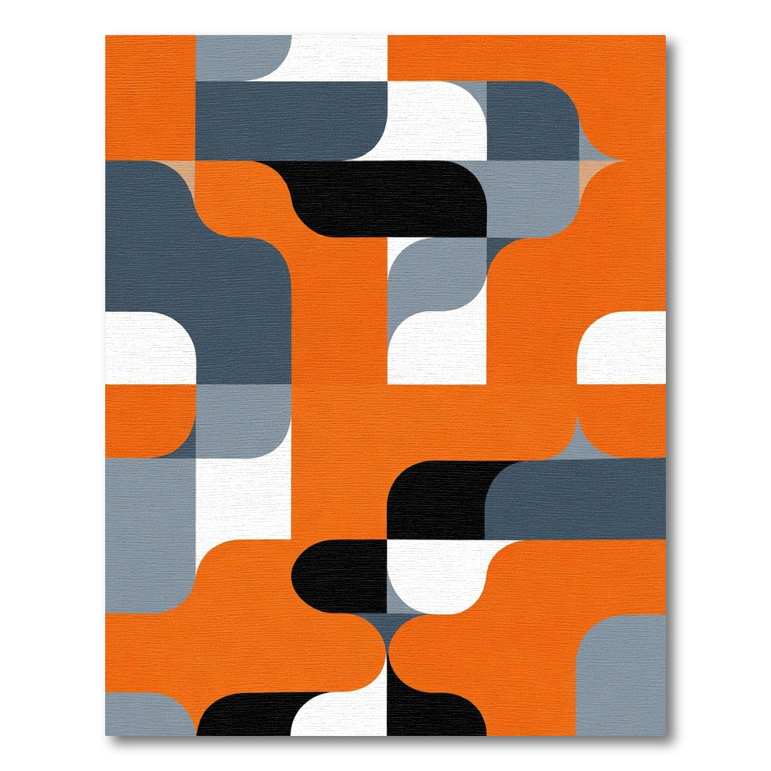 Bold Orange Black Geometric Flow Rug