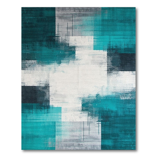 Abstract Area Teal Abstract Geometric Area Rug