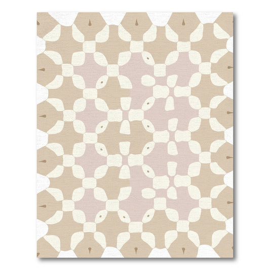 Soft Terracotta Cream Geometric Bloom Rug