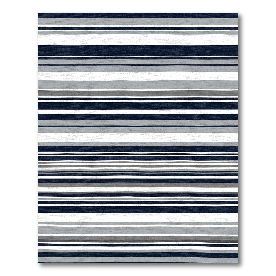 Navy Gray White Horizontal Striped Rug