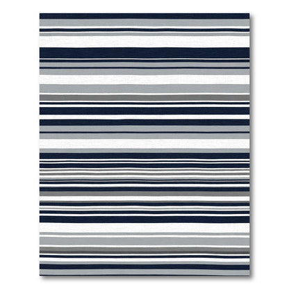 Navy Gray White Horizontal Striped Rug
