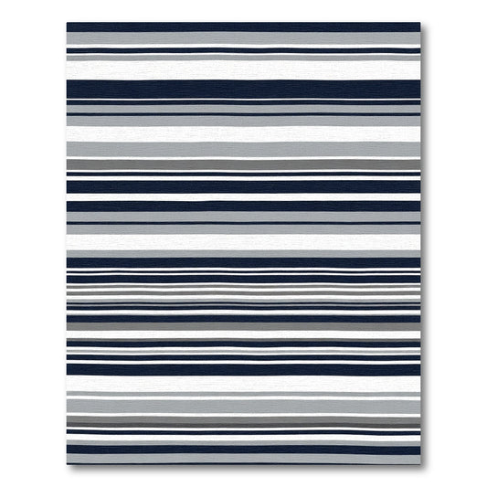 Navy Gray White Horizontal Striped Rug
