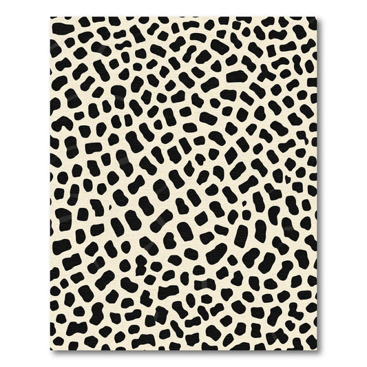 Cream and Black Stained Glass Pattern Rug