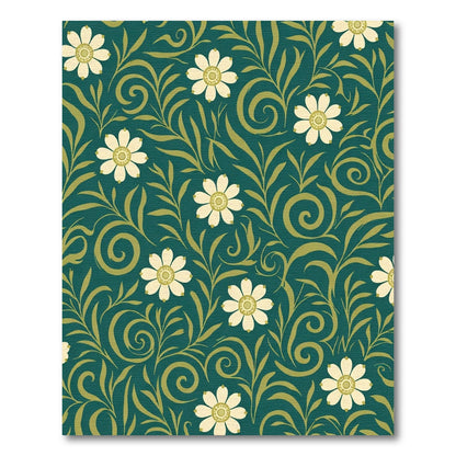 Deep Teal Floral Swirl Botanical Rug
