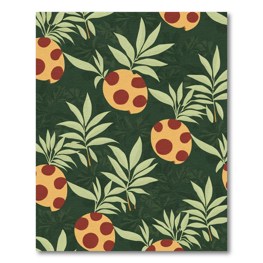 Tropical Polka Dot Leafy Pineapple Rug