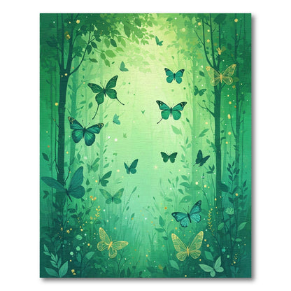 Emerald Forest Butterfly Panorama Rug