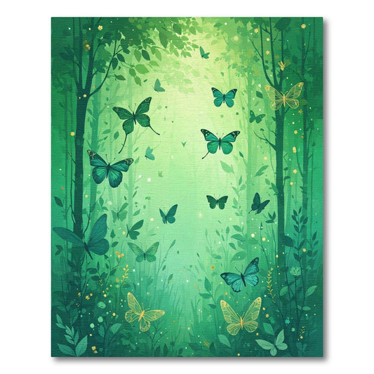 Emerald Forest Butterfly Panorama Rug