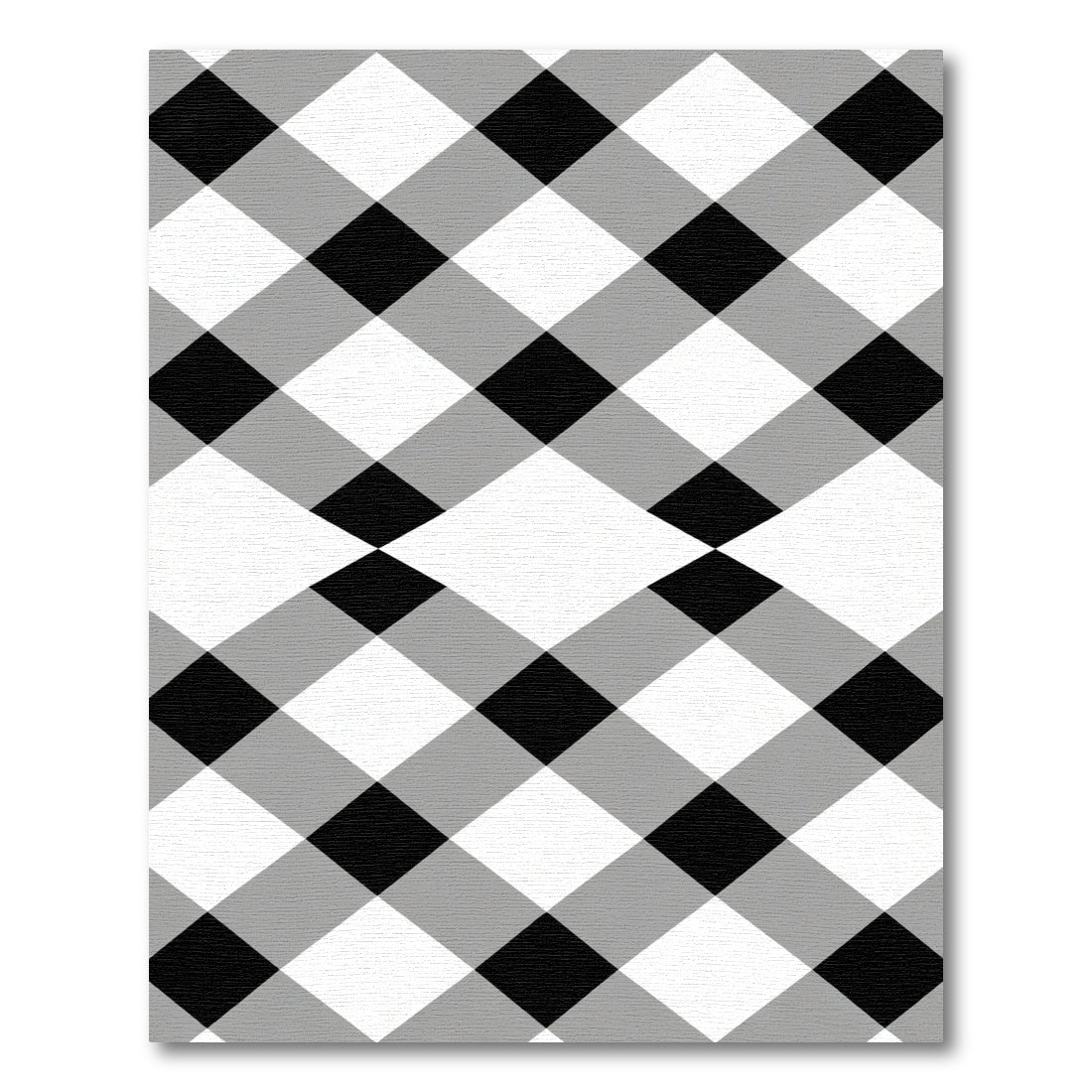 Black White Gray Plaid Diamond Rug