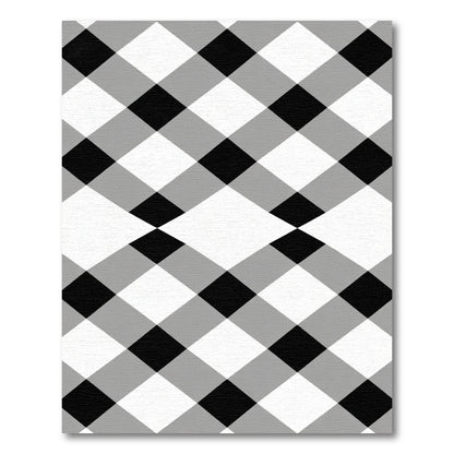 Black White Gray Plaid Diamond Rug