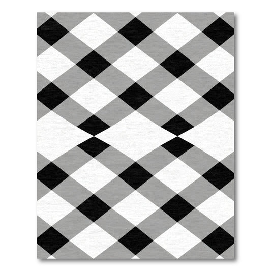 Black White Gray Plaid Diamond Rug