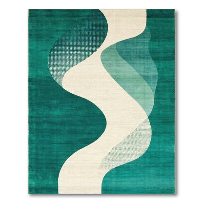 Teal Wave Abstract Area Rug