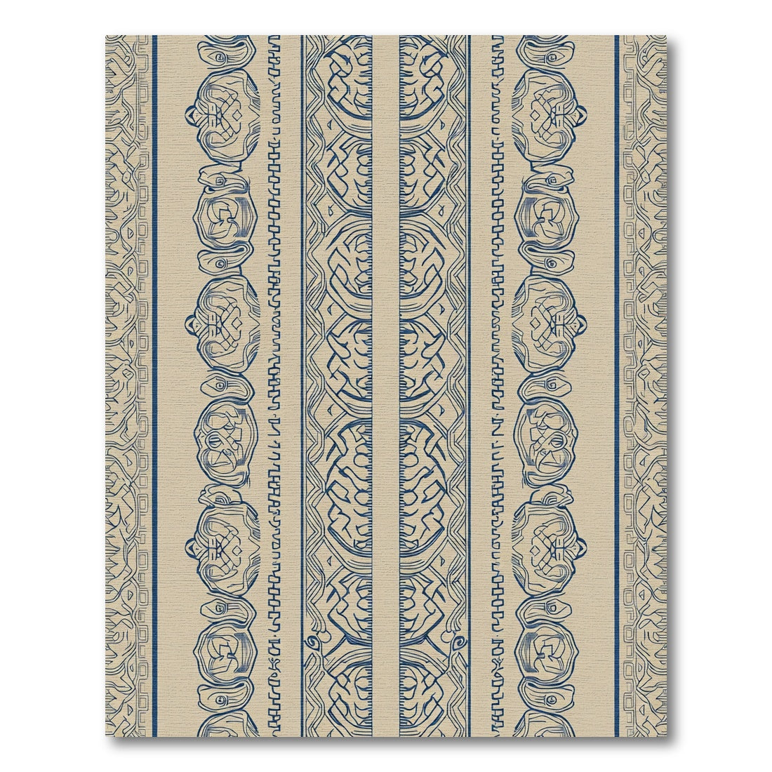 Blue Ivory Tribal Stripe Rug